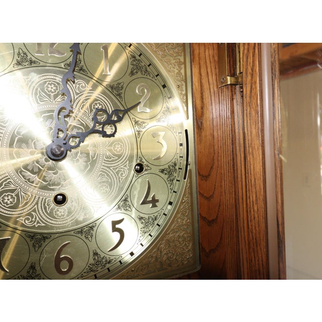 Wood Vintage Seth Thomas 4499a Grandfather Clock With Moon-Phase Dial and Triple Chimes, Circa 1980 For Sale - Image 7 of 15