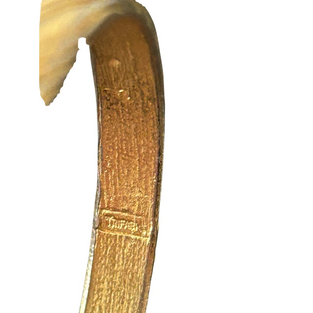 Vintage Crown Trifari Gold-Tone Ribbed Bangle Bracelet | Etched Wave Texture | Mid-Century Costume Jewelry For Sale - Image 13 of 13