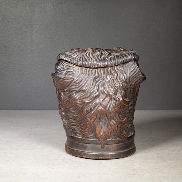 Brown Late 19th C. Bernard Bloch Terracotta Dog Head Tobacco Jar c.1890 For Sale - Image 8 of 10