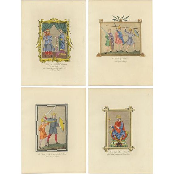 Strutt, English Costumes, 1862, Prints, Set of 4 For Sale - Image 6 of 6