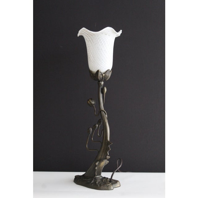 1930s Art Nouveau Bronze Overlay Lamp For Sale In Miami - Image 6 of 12