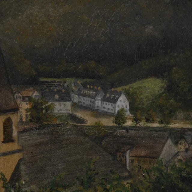 Realism Framed Oil on Board of H. Rossler's "Landscape and Buildings Exterior View" For Sale - Image 3 of 10