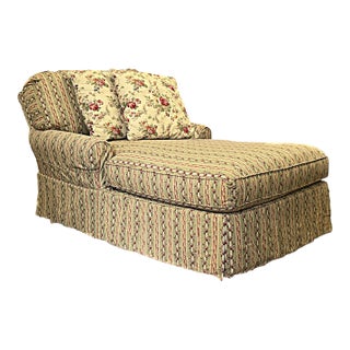Lee Industries Traditional Chaise Lounge With Floral Stripe Upholstery and Pillows For Sale