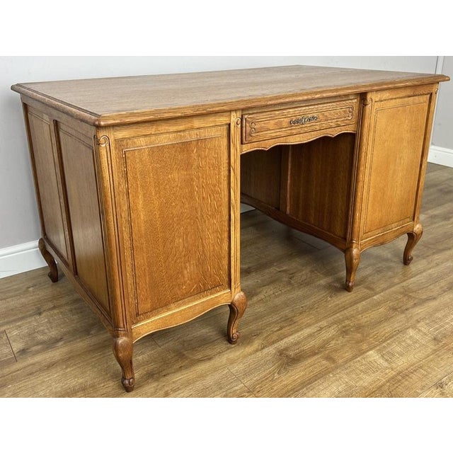 Vintage French Louis XIV Style Carved Oak 8-Drawer Sideboard For Sale - Image 4 of 18