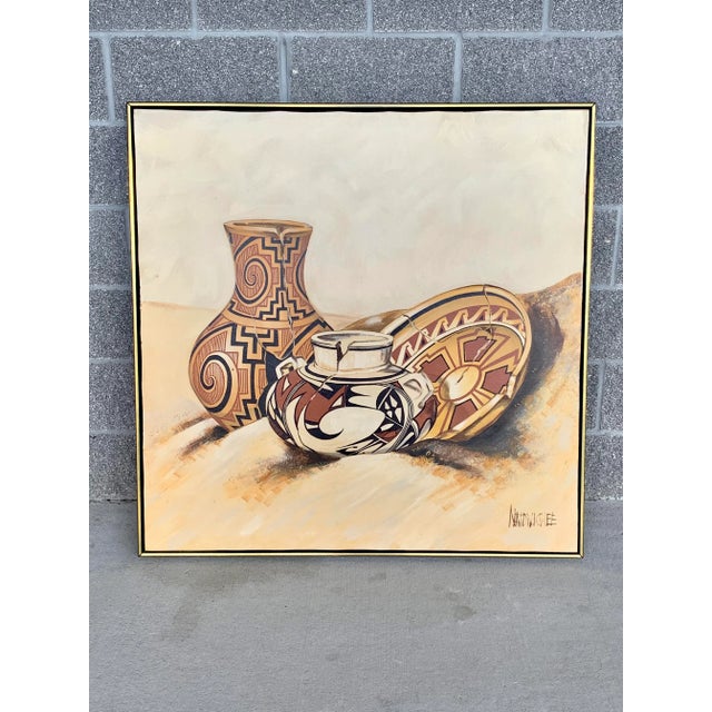 Vintage Large Natonichee “Broken Pottery” Screenprint on Canvas For Sale - Image 10 of 10