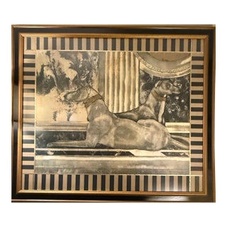 Gilt Framed Print of Two Hounds, Vis a Vis Francesca. For Sale