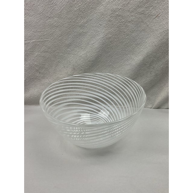 Beautiful white swirl MURANO glass bowl. Appears to be signed Hauer on bottom. Beautifully crafted piece art glass