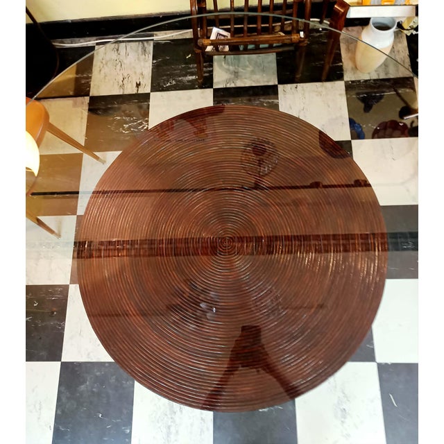 Vintage Rattan Marquetry Table, 1970s For Sale - Image 9 of 13