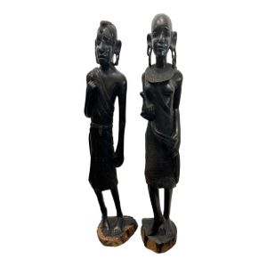 1950s Maasai Figures From Tanzania, African Blackwood (Pair)