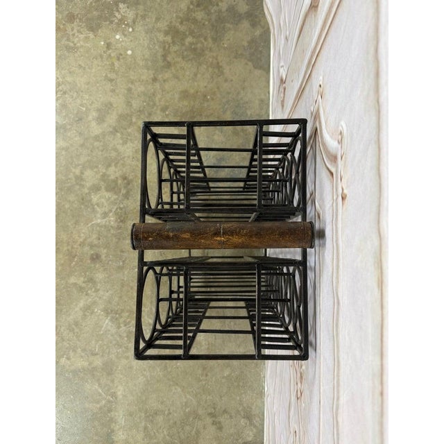 Vintage Black Iron 10-Bottle Wine Rack With Geometric Design For Sale - Image 9 of 9