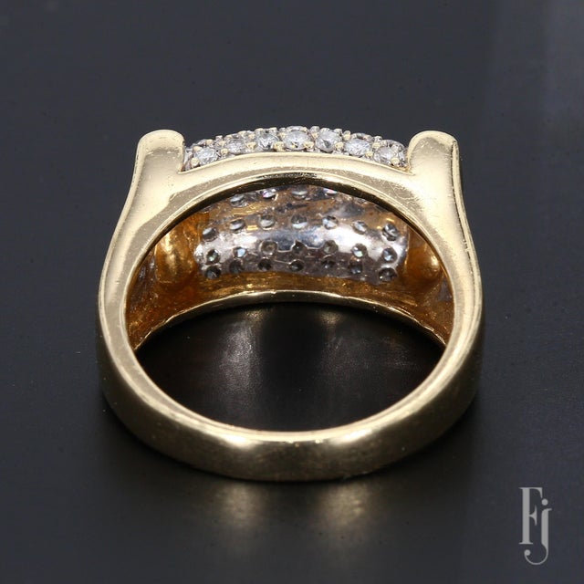 Mid-Century Modern Mid 20th Century 14k Yellow Gold Men's Ring With 1.34ct G/Si3 Round White Diamonds - Size 9 For Sale - Image 3 of 4