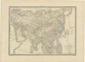 Antique Map of Asia by Lapie, 1842