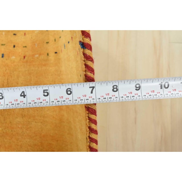 Gabbeh Rug 2’3” X 4’8” Gold Wool Contemporary Hand-Knotted Carpet For Sale - Image 11 of 13