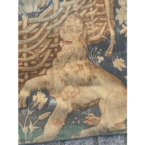 French Aubusson Style Screen-Printed by Hand Tapestry winged Stags, 1950s For Sale - Image 12 of 18