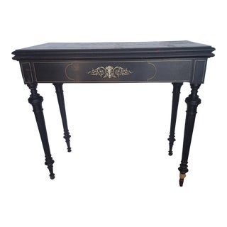Circa 1870 Italian Ebonized Inlaid Game Table Attributed to Ferdinardo Pogliani For Sale