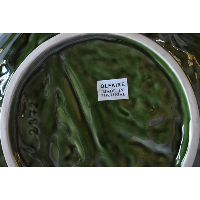 Ceramic Portuguese Majolica Cabbageware Leaf Serving Bowls - a Pair For Sale - Image 7 of 8
