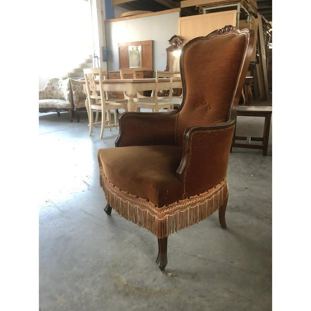 Brown Dralon Velvet and Walnut Chair by Simoeng For Sale - Image 8 of 11