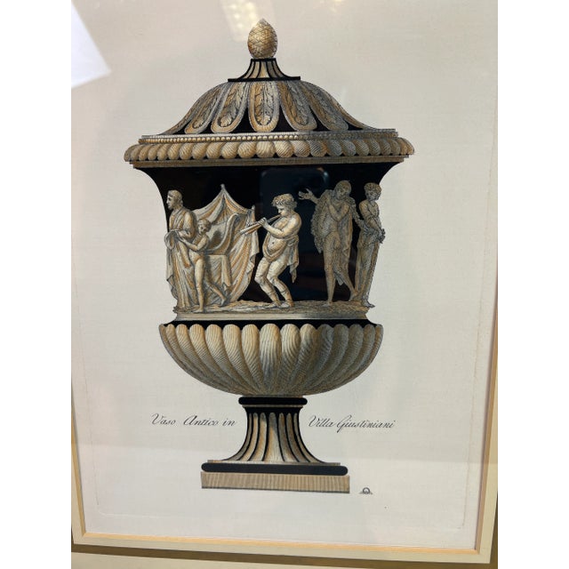 1990s 1990s "Vaso Antico Villa Giustiniani" Italian Hand Etched Engraving, Framed For Sale - Image 5 of 13