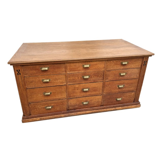 Double-Sided Oak Shop Counter, 1890s For Sale