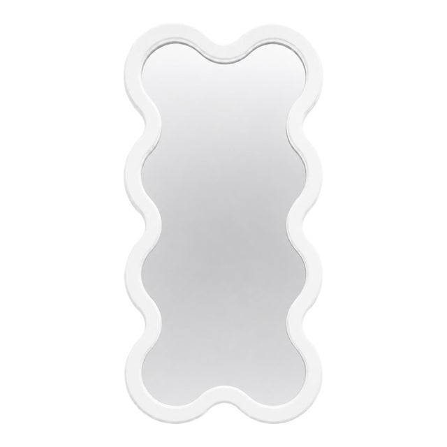 White Hvyli 8 Rectangular Wavy Wall Mirror by Oitoproducts For Sale