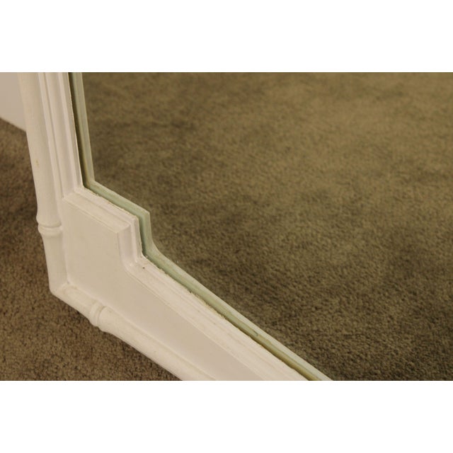 Hollywood Regency Vintage White Painted Faux Bamboo Wall Mirror For Sale - Image 11 of 13