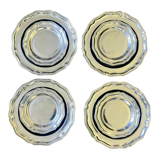 Vintage Wilton Pewter Metalware Dinner & Salad Plates- Set of 8 For Sale