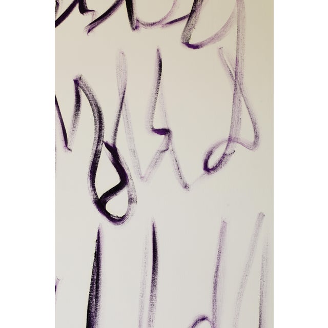 "Proto Text 3 / Purple" - Large Abstract Oil Painting by Simon Findlay For Sale - Image 10 of 17