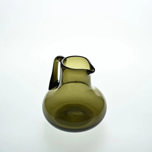 Olive Green Blown Glass Jug by Claude Morin, Dieulefit, 1976 For Sale - Image 4 of 7