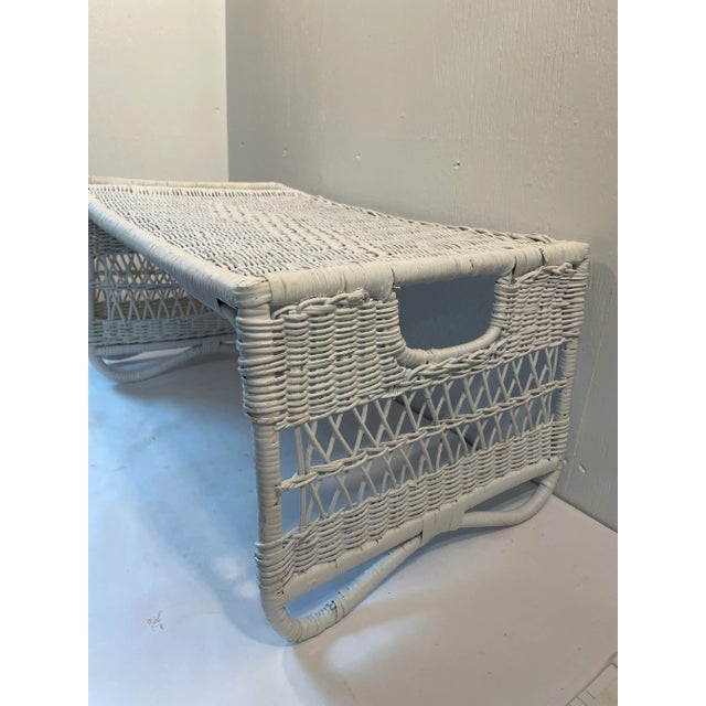 White Vintage White Wicker Bed Tray For Sale - Image 8 of 9