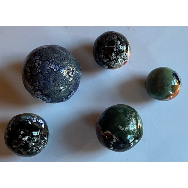 Modernist Mid-Century Sculpture of Experimental Glazed Pottery Moon Balls - Set of 5 For Sale - Image 12 of 16