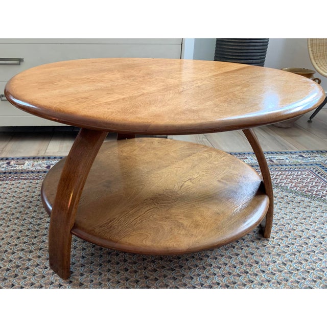 1940s Vintage HeywoodWakefield Maple TwoTier Round Coffee Table