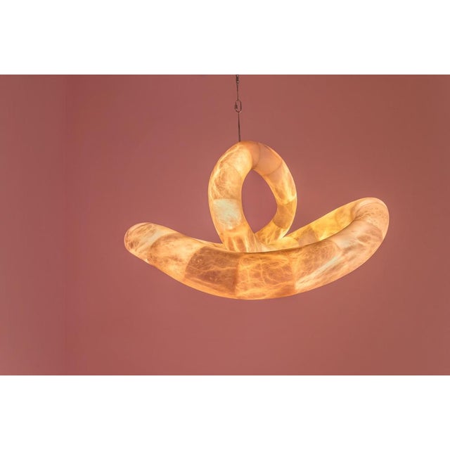 Brown Aqua Fossil Light V Pendant Lamp in Alabaster by Amarist Studio For Sale - Image 8 of 12