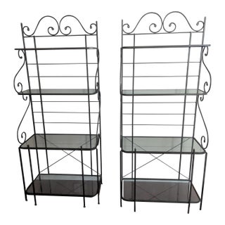 Charleston Forge Bakers Rack (2) Iron & Glass - 4 Tier For Sale