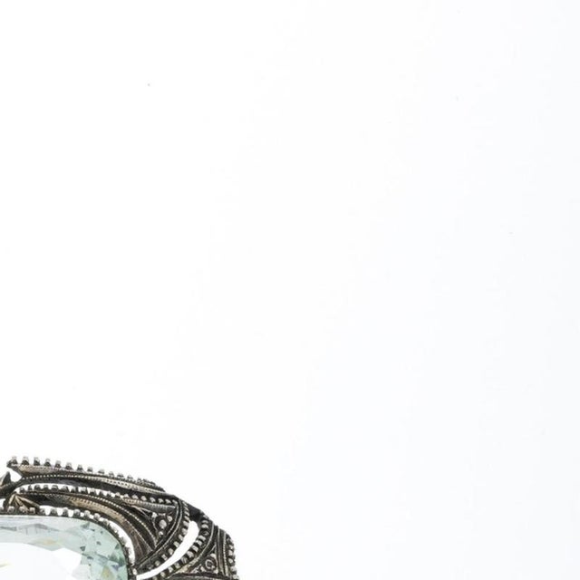 Silver Brooch with Aquamarine, 20th Century For Sale - Image 4 of 6