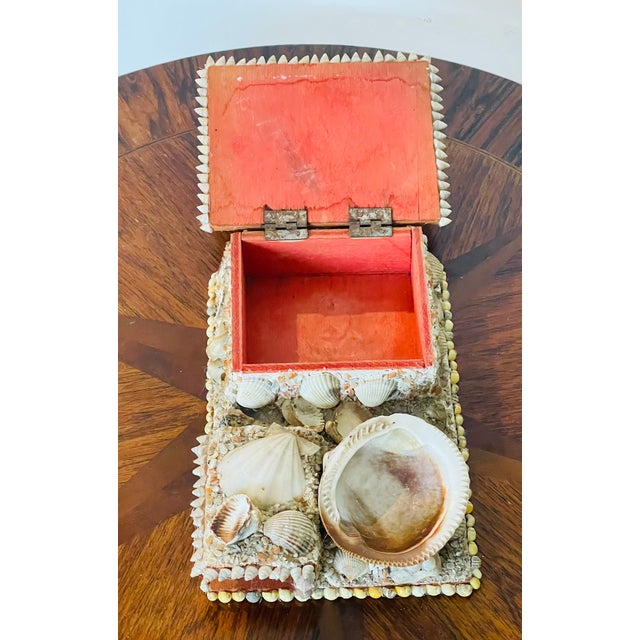 Reduced-Antique Sailors Valentines Sea Shell Match Box Collectible For Sale - Image 4 of 5