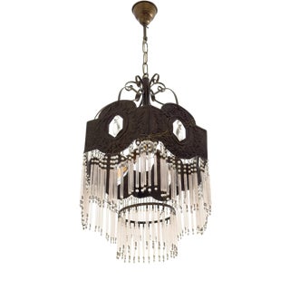 Mid-Century Metal and Glass Ceiling Lamp, 20th Century For Sale