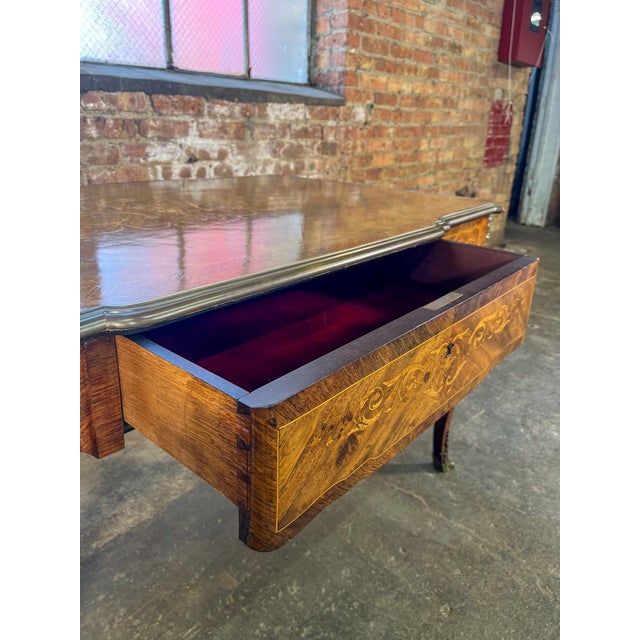 Early 20th Century Louis XV Style Inlaid Writing Desk With Bronze Mounts For Sale - Image 10 of 12