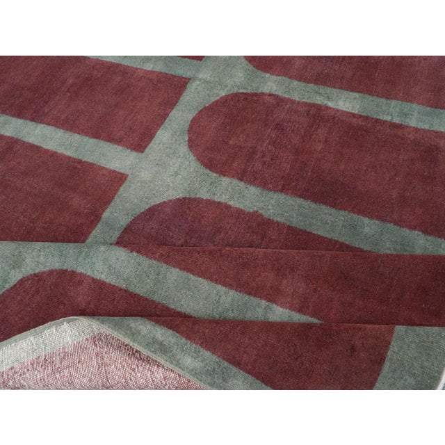 Burgundy Galerie Shabab Collection Mid-20th Century Turkish Art Deco Style Carpet For Sale - Image 8 of 9
