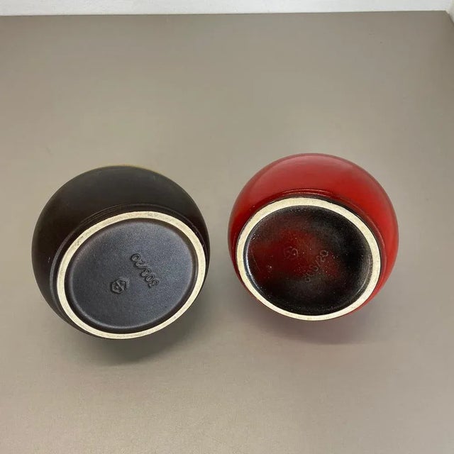 German Pottery Vases in Red and Yellow from Steuler Ceramics, 1970s, Set of 2 For Sale - Image 17 of 18
