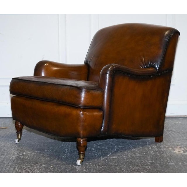 Set of Cigar Hand Dyed Leather Chairs For Sale - Image 14 of 18