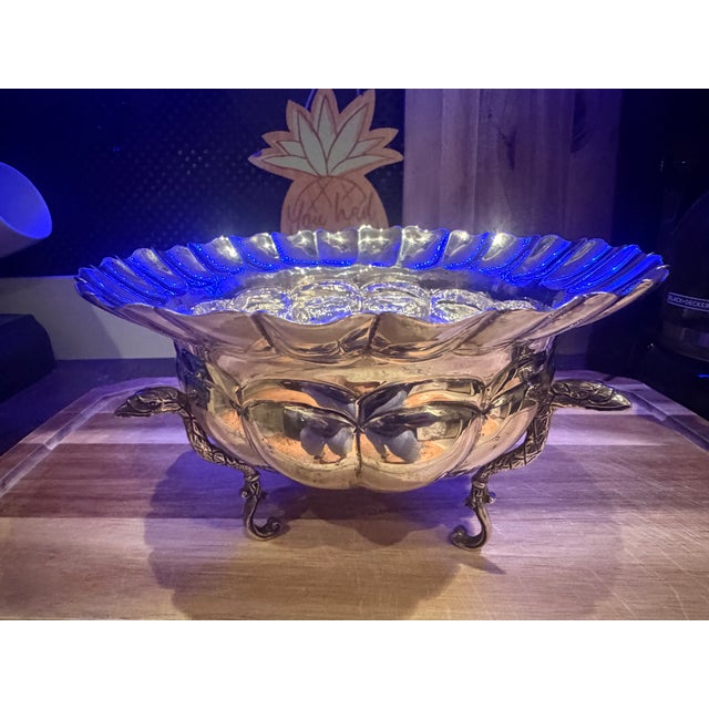 Silver 1950s Taxco Mexican 925 Sterling Silver Centerpiece Ortega Footed Bowl 636 Grams With Figural Handles For Sale - Image 8 of 14