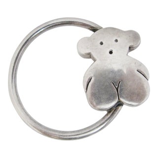 Tous Spanish Sterling Silver Iconic Teddy Bear Baby Rattle Ring For Sale