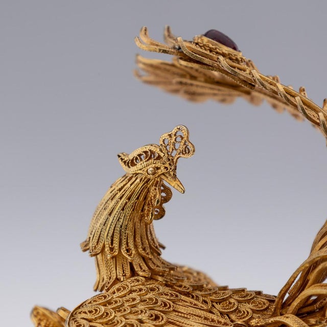 20th Century Chinese Export Silver Filigree Gem Set Cup & Cover, 1950s For Sale - Image 18 of 18