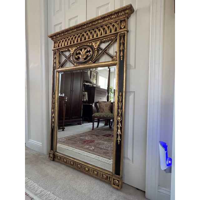 Vintage 1980s Neoclassical Beveled Mirror: Giltwood & Metal, Carved Urn & Swag For Sale - Image 6 of 18