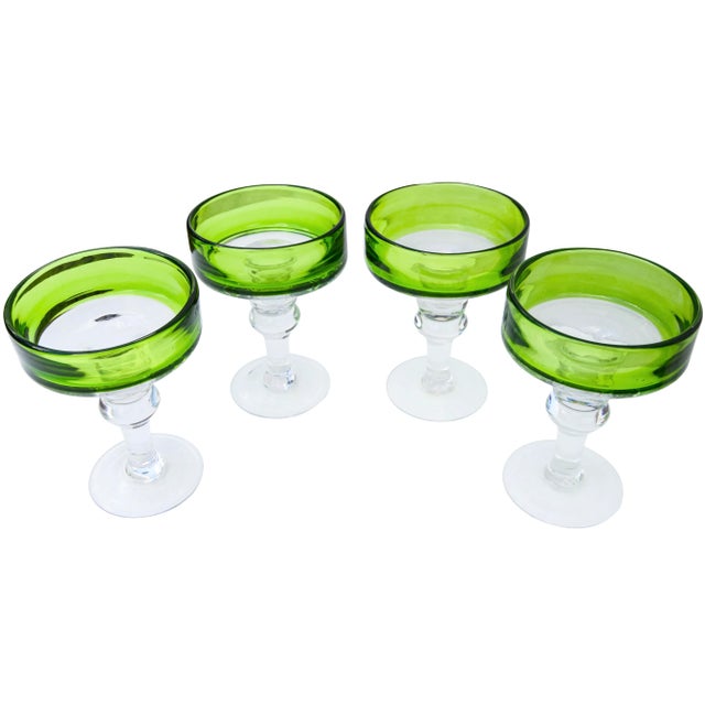 Mid-Century Modern Vintage Green Cocktail Glasses - Set of 4 For Sale - Image 3 of 6
