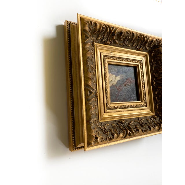 "Epic Story" 2026 Mini Painting by Jessalin Beutler With Vintage Frame For Sale - Image 4 of 5
