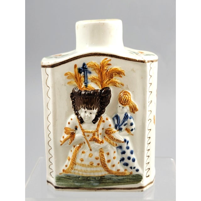 Antique English Prattware Pearlware Tea Caddy, 1700s For Sale - Image 12 of 12