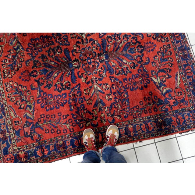 Antique Persian Lilihan Handmade Rug 5.8' X 6.7' 1920s For Sale In New York - Image 6 of 13