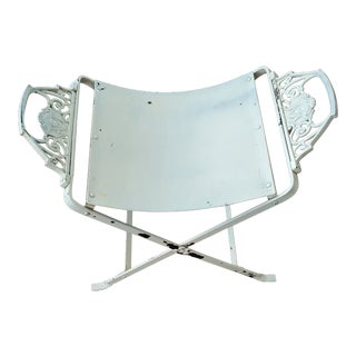 1930s Art Deco Wrought Iron Vanity Stool with Female Face As662 For Sale