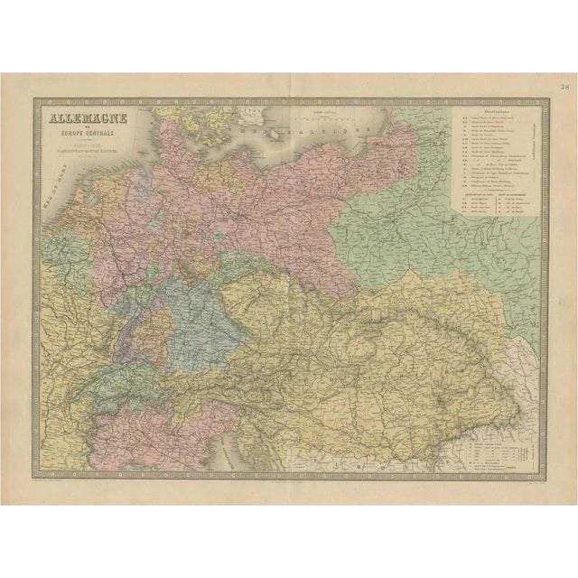 Antique Map of Germany and Central Europe by Andriveau-Goujon, 1865 For Sale - Image 10 of 10